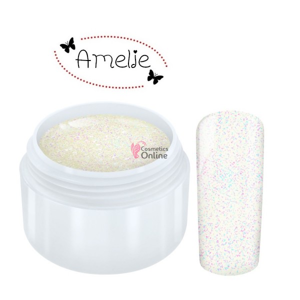 Gel UV Amelie color cu sclipici Extreme Glitter White 5ml